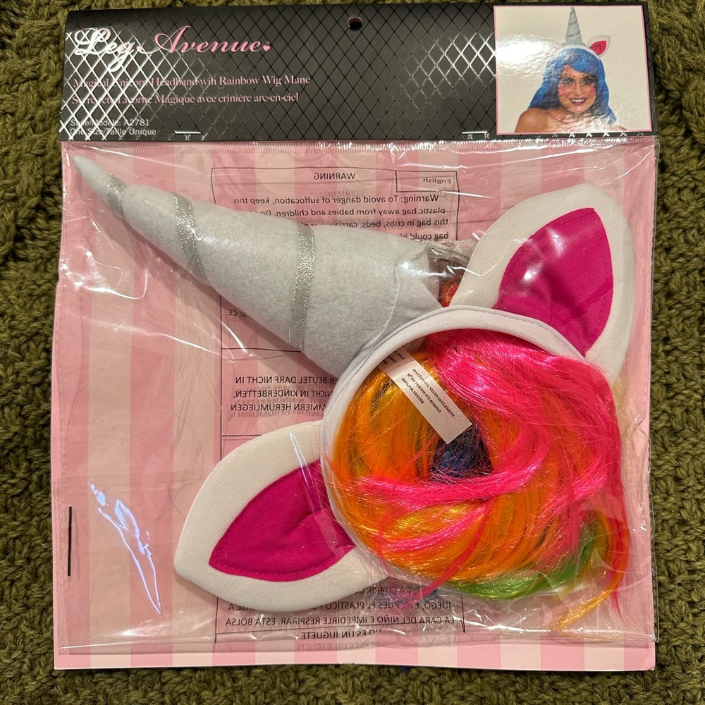 Magical Unicorn Headband with Rainbow Wig Mane